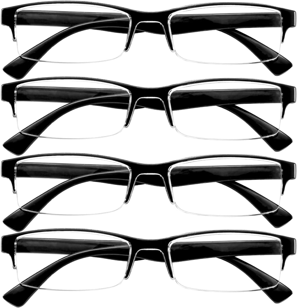 4 Packs Reading Glasses for Women Men Spring Hinge Half-rimmed Readers 1.0 1.5 2.0 2.5 3.0 3.5 4.0