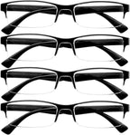 4 Packs Reading Glasses for Women Men Spring Hinge Half-rimmed Readers 1.0 1.5 2.0 2.5 3.0 3.5 4.0