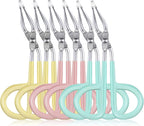 Maitys 6 Pcs Stainless Steel Eyebrow Scissors Tweezers Handle Shaped Tweezers Clip, Flat Straight Tip Brow Hair Plucker Remover Facial Hair Eyebrows Care Men Women, 3 Colors