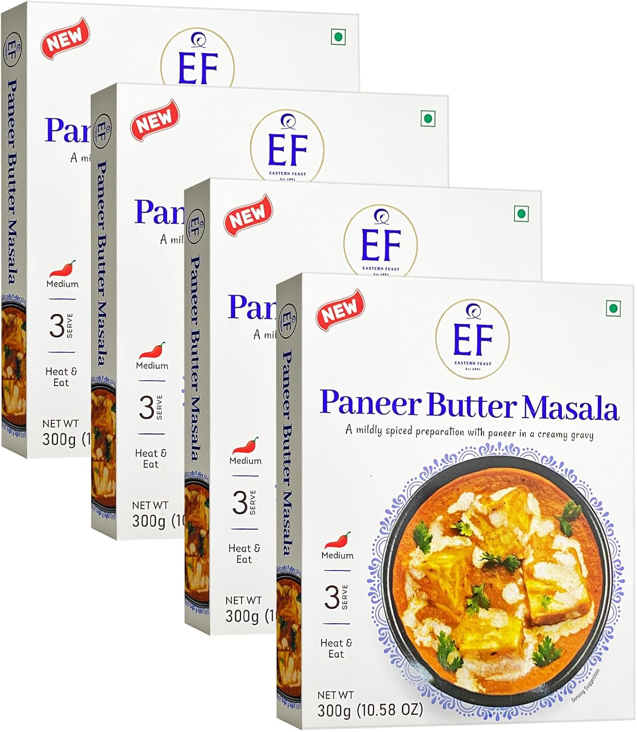 Eastern Feast - Paneer Butter Masala, Ready to Eat Meals, (Pack of 4), Vegetarian, Gluten Free