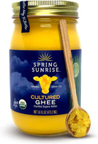 Spring Sunrise Grass Fed Organic Cultured Ghee - USDA Certified Clarified Butter - Keto & Paleo Friendly, Non-GMO, Gluten & Lactose Free Cooking Oil - Sustainably Sourced, 16 oz Jar
