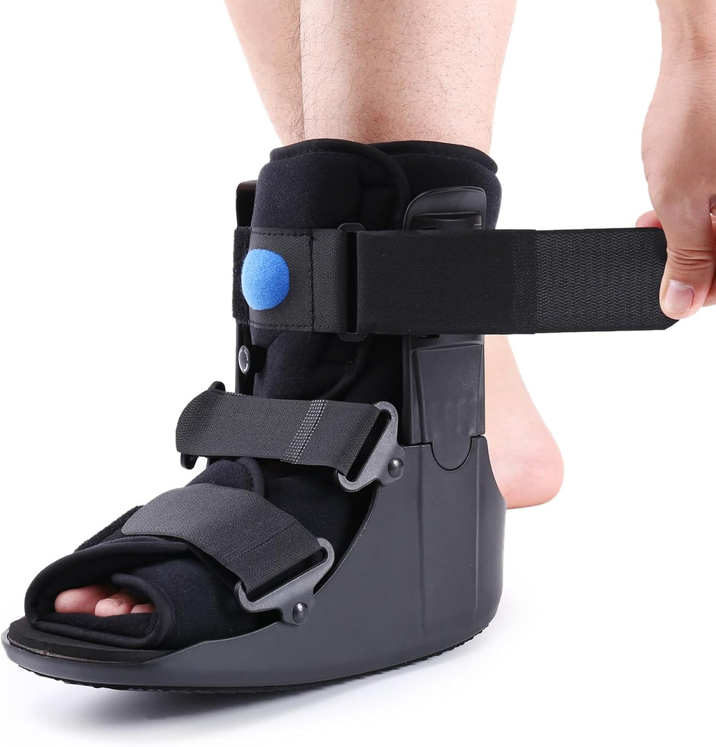 Inflatable Walking Boot, Air Cam Walker Fracture Boot Orthopaedic boot for Sprained Ankle, Short Air Walker Brace for Broken Foot Achilles Tendon Injury Black (Small)