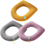 Mobestech 3Pcs Washable Toilet Seat Cover Cushion Pad Thickened Knit Heating Toilet Seat Mat with Hanging Loop for Bathroom Warm Cover for Seniors