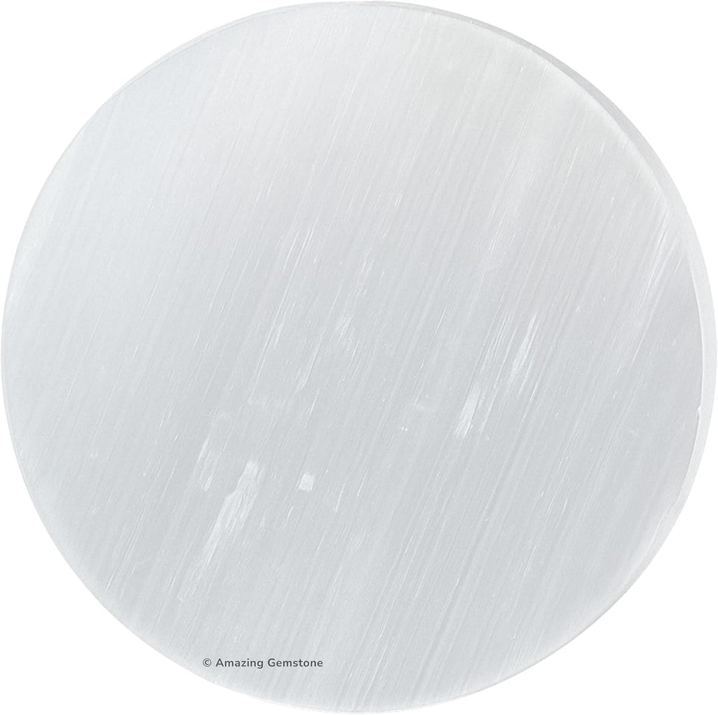 Amazing Gemstone Selenite Crystal Charging Plate for Crystals and Healing Stones, 4" Selenite Crystal Plate Coaster for Home, Office Table Decor (Selenite Round Disc)