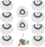 10-Pack Spin Mop Replacement Heads, 100% Microfiber Spin Mop Refills Heads,360°Micro Replacement Mop Head for Easy House Cleaning Floor Mopping,White