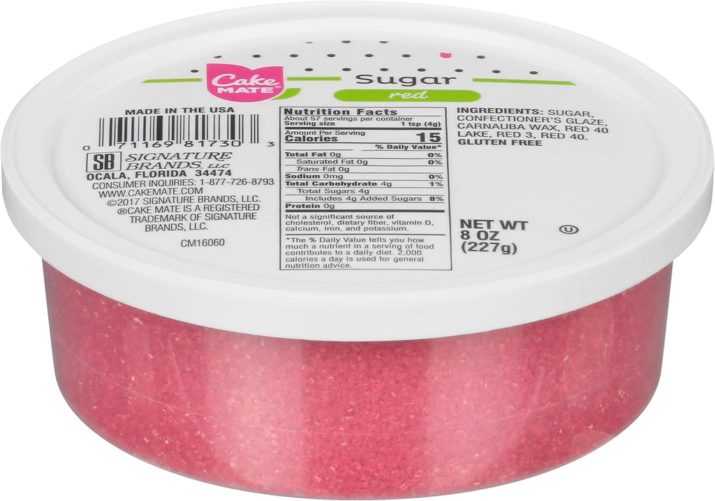 Cake Mate Red Sanding Sugar – Edible Red Decorating Sugar for Cupcakes, Cakes, Cookies & Desserts – Perfect for Cake Decorating, Holiday Treats, and Special Occasions (8 oz)