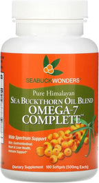SeabuckWonders Complete Omega 3-6-7-9 Organic Sea Buckthorn Oil, 180 Softgels, 90 Day Supply, Supports Hair, Skin & Nails, Overall Health & Wellness