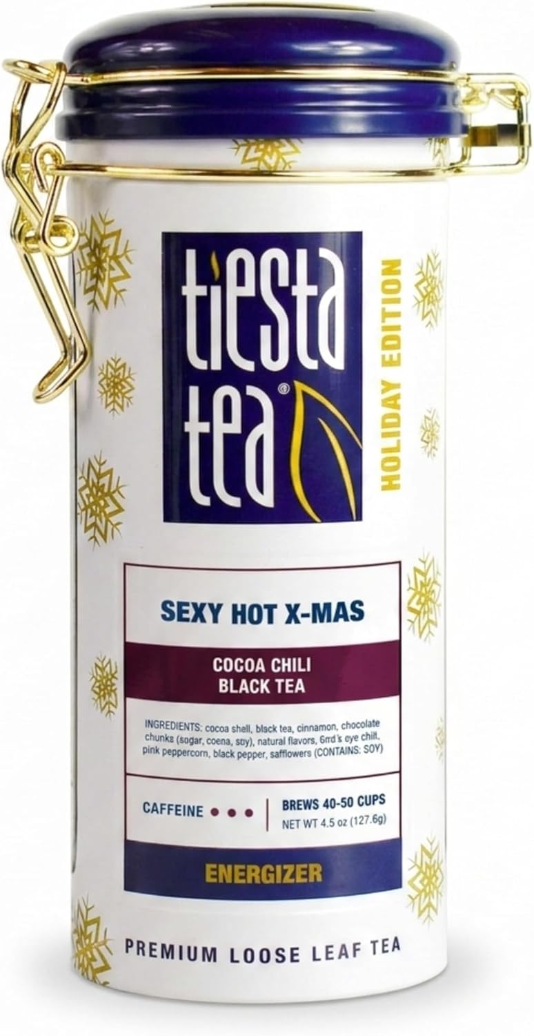 Tiesta Tea - Sexy Hot Christmas Tea, Mother's Day Loose Leaf, Cocoa Chili Black, Premium High Caffeinated Blend, Spicy Black, Make Hot or Iced, Brews Up to 50 Cups, 4.5 Ounce Refillable Tin