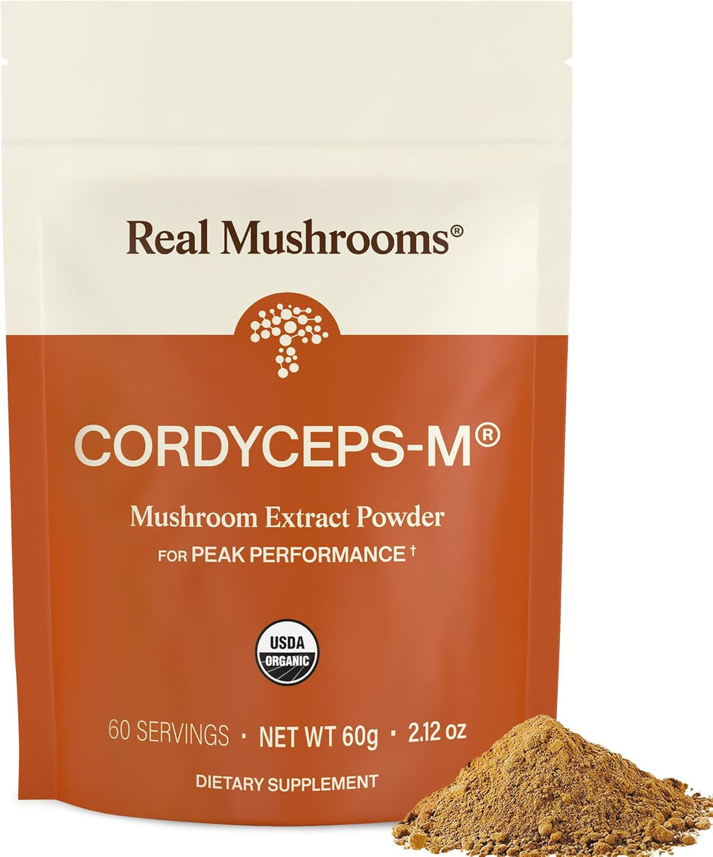 Real Mushrooms Cordyceps Mushroom Powder - Organic Cordyceps Powder Mushroom Energy and Wellness Support - Rich in Beta Glucans - Non-GMO, Vegan Supplement, 60 Servings