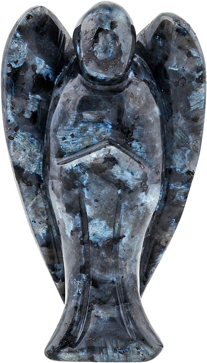 mookaitedecor Labradorite Crystal Pocket Guardian Angel Figurine Carved Gemstone Healing Statue 3 inch