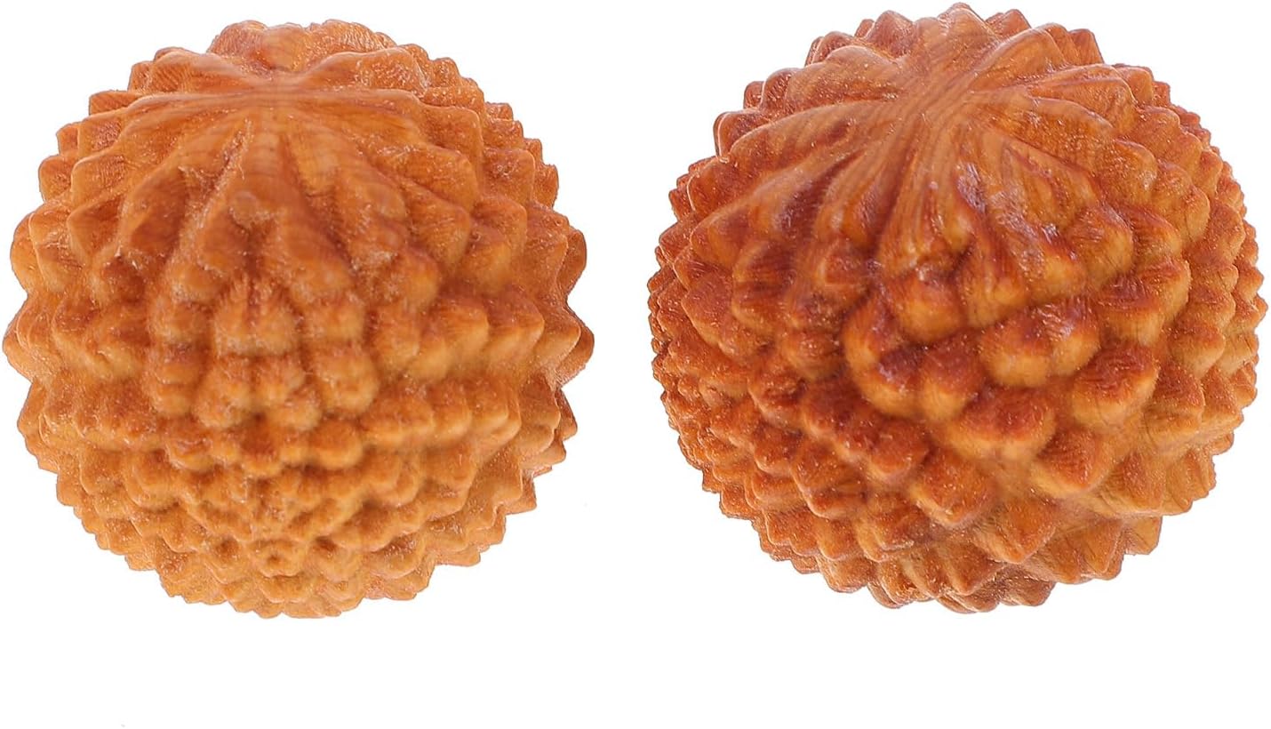 LALAFINA 2Pcs Wooden Baoding Balls Chinese Hand Exercise Massage Balls Health Cypress Meditation Tools for Hand Exercise