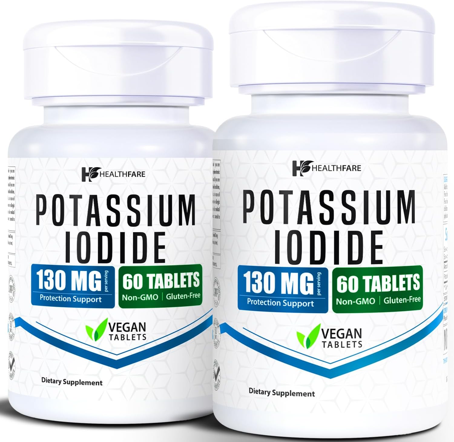 HealthFare Potassium Iodide Tablets | 130 mg | 120 Fast-Dissolving Tablets (2 Pack) | Ki Pills | Long Shelf Life | Non-GMO