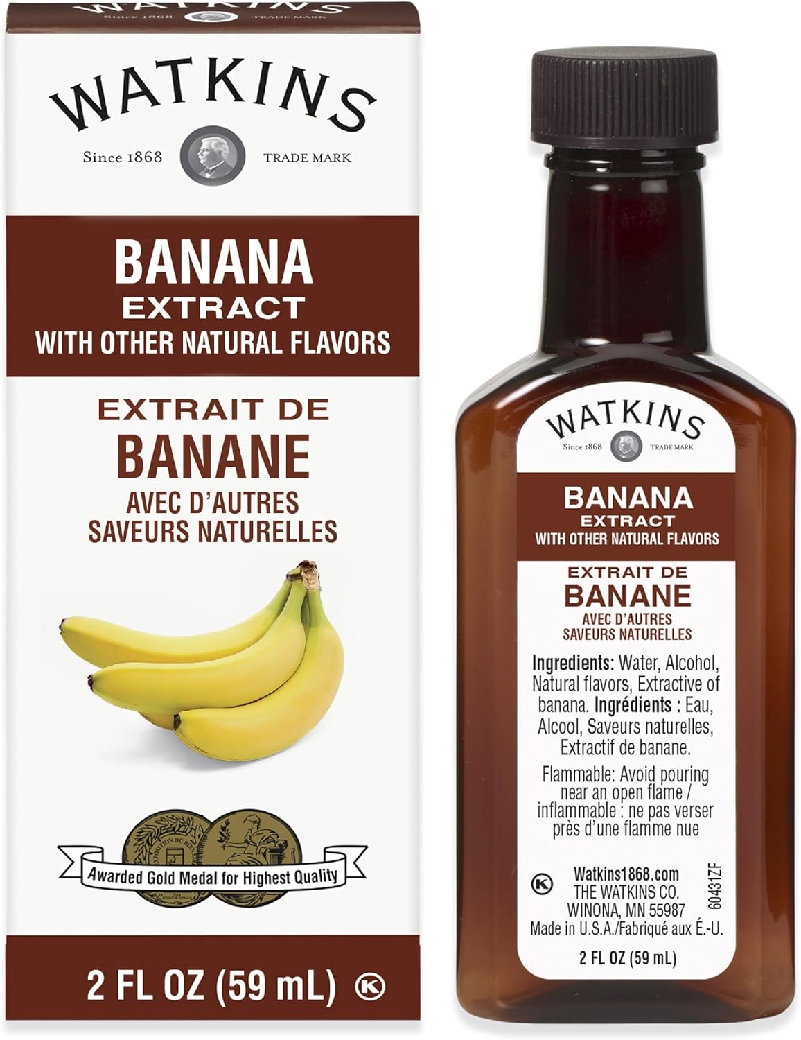 Watkins Banana Extract with Other Natural Flavors, 2 oz. Bottles, Pack of 6 (Packaging May Vary)