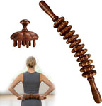 Wooden Massage Tools, Manual Fascia Roller, Cellulite Massage Wooden Muscle Roller Stick for Waist and Thigh, Curved Therapy Massage Roller Tools, Includes Wooden Massage Comb