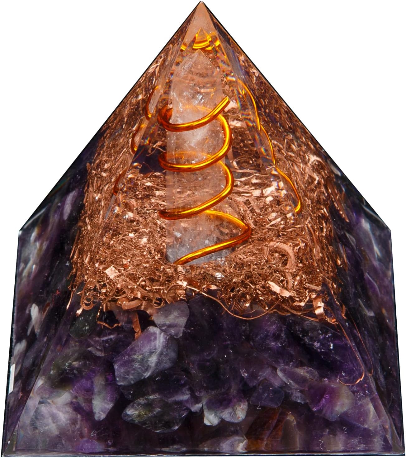 TESTRYE Orgone Pyramid,Amethyst Orgonite Pyramid for Protection,Healing Crystal Gemstone Pyramid