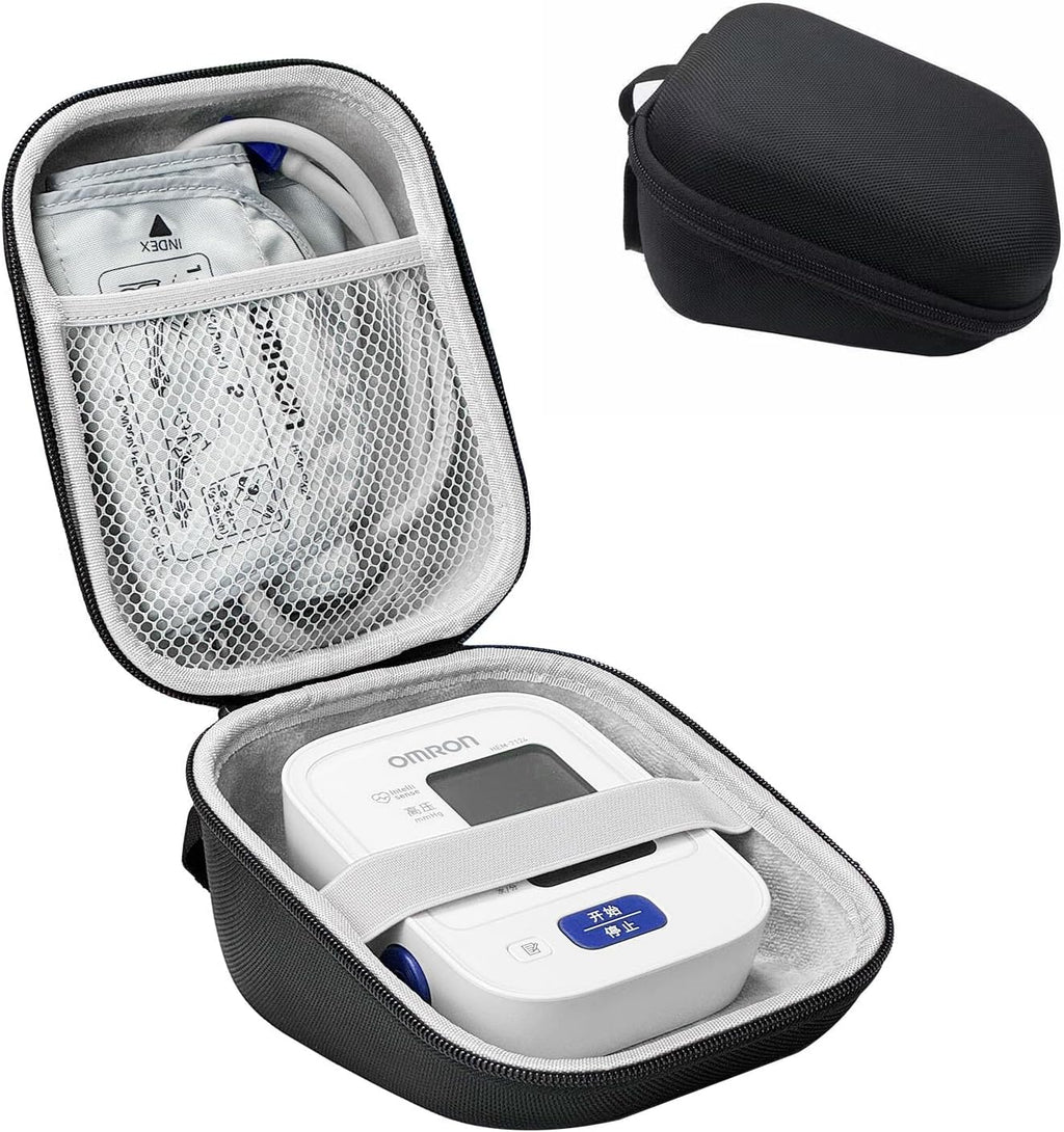 Carrying Case for Omron 5 Series Wireless Upper Arm Blood Pressure Monitor OMRON BP7250 /BP5000/ BP5100/BP7100 Monitors, Mesh Pocket for Batteries and Charger and Cuff (Black)