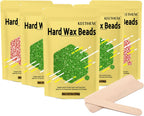 Wax Beads,5 Packs Hard Wax Beads Waxing at Home for Hair Removal - Hard Wax for Sensitive Skin Women with sticks, Bikini Brazilian Body Face Waxing (5 * 100g, Aloe & Rose)