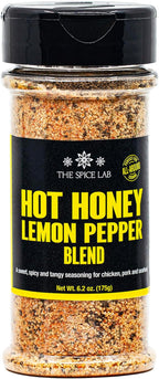The Spice Lab Hot Honey Lemon Pepper Blend - Hot Honey Seasoning With Black Pepper & Lemon Zest - Bold Flavor For Chicken, Ribs & Wings - 6.2 oz Shaker Jar