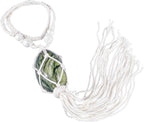 rockcloud Handmade Car Ornament Polished Egg Shape Stone Healing Crystals Hanging Ornament for Home Office Car Decoration, Green Jade