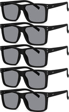 Eyekepper 5-pack Oversized Reading Sunglasses Square Large Frame Sunshine Readers for Men and Women - Grey Lens +1.75