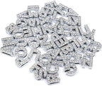 AUEAR, 52 Pack Silver A-Z 8mm Full Rhinestone Slide Crystal Alphabet Alloy Letter Charm for Bracelets Necklace Wristbands DIY Jewelry Making