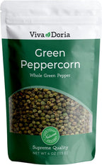 Viva Doria Green Peppercorns, Whole Green Pepper, Steam Sterilized, 4 oz (85 g) For Grinder Refill