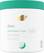 Dove Deodorant Cleansing Pads For Women Neutralize Odor & Gently Exfoliate To Refine Skin Texture, Fresh Water Lilly Scent,60 pads