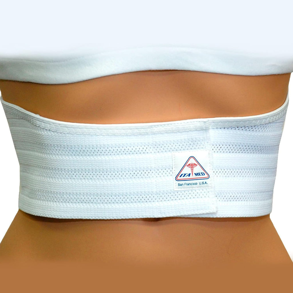 ITA-MED Rib Brace for Women, Breathable Elastic Compression Wrap & Chest Support, Rib Support Belt for Broken, Cracked, Dislocated & Fractured Ribs, Made In USA (White, Medium)