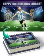 Leo Messi Argentina Edible Cake Image Topper Personalized Birthday Cake Banner 1/4 Sheet