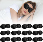 Bonuci 12 Pack Sleep Mask Blackout 3D Eye Mask for Ultralight Sleeping Night Blindfold Eye Covers with Adjustable Strap for Men Women Travel Gift Back and Side Sleeper (Black)