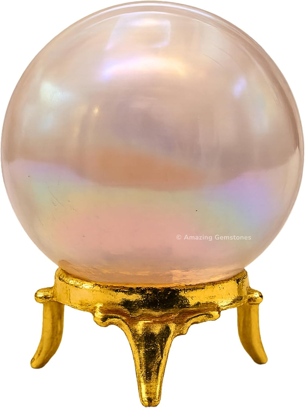 Amazing Gemstone Angel Aura Rose Quartz Crystal Ball with Stand - 1.5" Inches Crystal Sphere Meditation Balls for Witchcraft and Decorative Balls