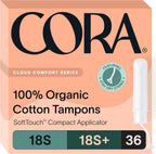 Cora Organic Cotton Tampons Multipack (18 Super, 18 Super Plus Tampons)