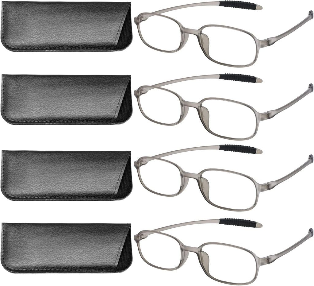 OCCI CHIARI 4 Pack Blue Light Blocking Reading Glasses 2.50 Strength Women Men UV Protection Readers 100 125 150 175 200 225 250 275 300 350 400 (Grey)