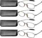 OCCI CHIARI 4 Pack Blue Light Blocking Reading Glasses 2.50 Strength Women Men UV Protection Readers 100 125 150 175 200 225 250 275 300 350 400 (Grey)