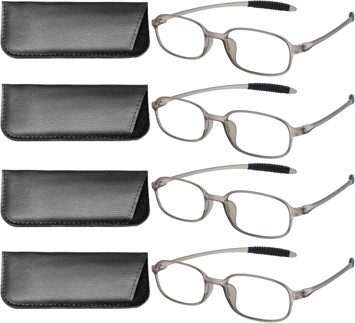 OCCI CHIARI 4 Pack Blue Light Blocking Reading Glasses 2.50 Strength Women Men UV Protection Readers 100 125 150 175 200 225 250 275 300 350 400 (Grey)