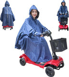 Upgraded Wheelchair Rain Poncho Hat Lined, Mobility Scooter Rain Poncho With Sleeves, Comfortable Waterproof Wheelchair Ponchos For Adults, Elderly, Disabled, Navy Blue