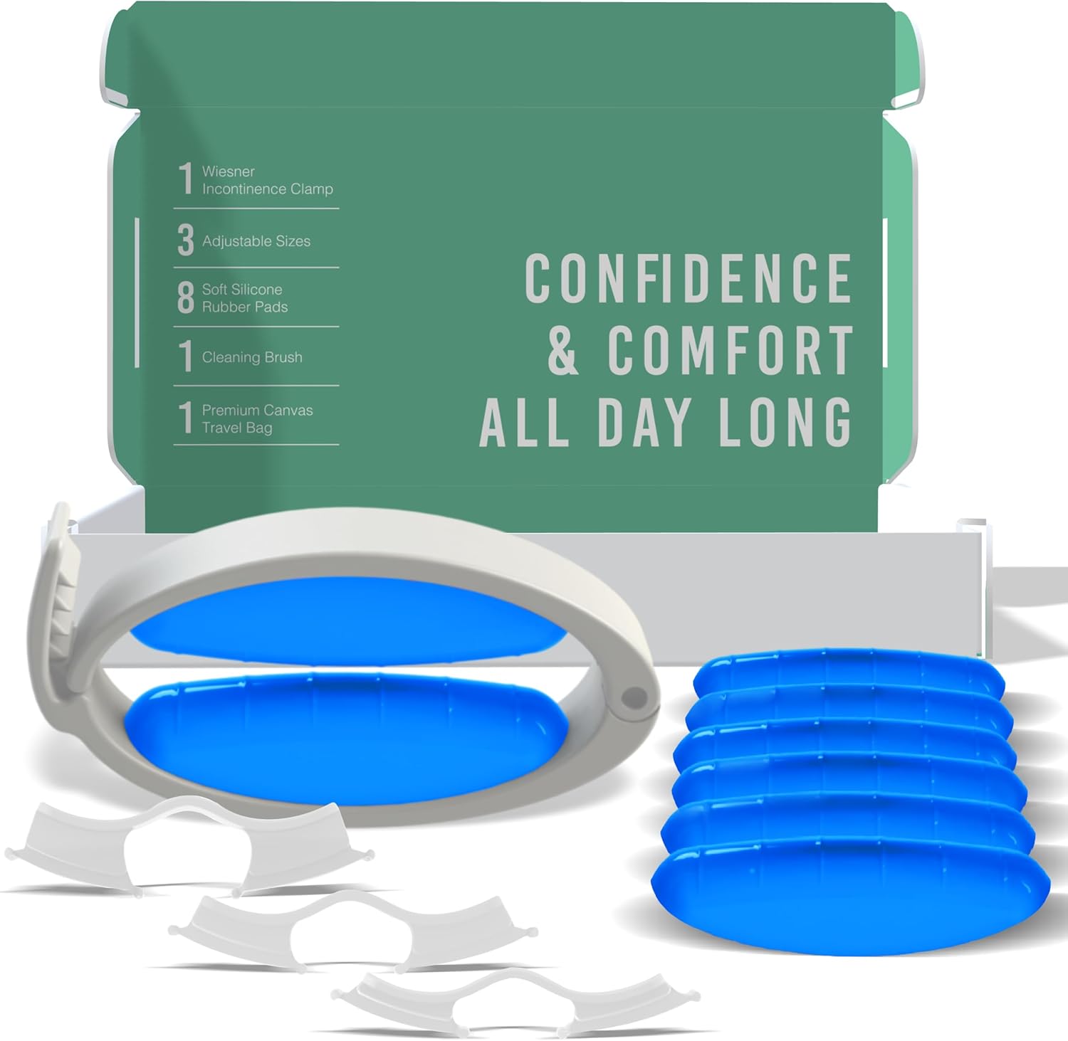 Value Pack Kit = Wiesner Clamp + Replacement Pads - Wiesner Male Incontinence Clamp - 3 Adjustable Sizes - Comfort & Confidence All Day Long - Best Penile Clamp!