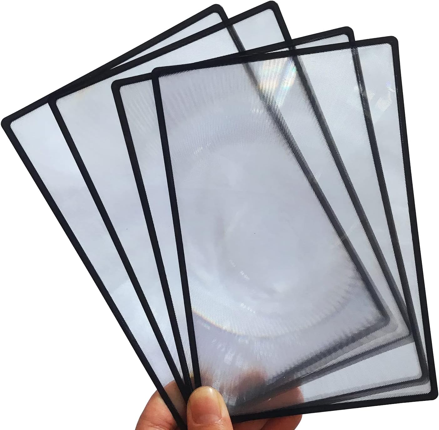 4pcs Page Magnifier for Reading, 3X Magnifying Lens Sheet/Bookmark Flat Magnifier Lenses Lay on Page, Magnifying Fine Print, Flexible Lens, by HYMAOME