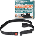 Vive Mobilization Belt for Physical Therapy with Buckle - Manual Traction Stretching Band - PT Traction Strap Belt for Stretching, Mobility, Massages & Exercise (Black)