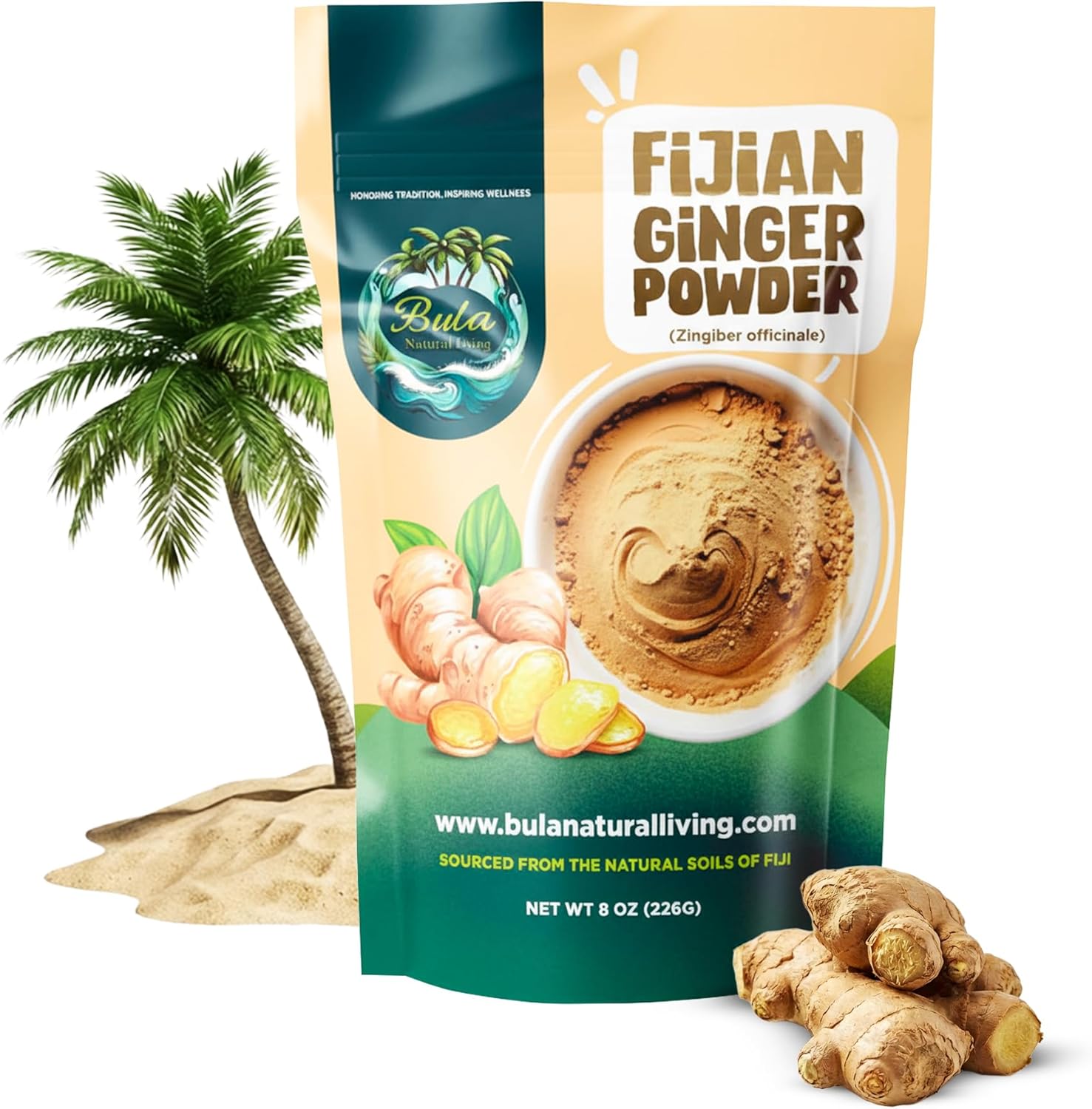 Bula Fijian Ginger Powder 8oz (226g) – Bold Flavor, Natural Heat, Premium Matured Roots, Culinary & Wellness Use