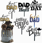 6 Pcs Happy Father's Day Cake Topper, Acrylic Dad Cupcake Topper Picks Happy Father's Day Letter Cake Topper for Dad Birthday Father's Day Party Cake Desserts Decoration Supplies (Black)