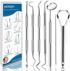 7pcs Dental Tools, Dental Pick Teeth Cleaning Tools Hygiene Kit, Professional Stainless Steel Tooth Scraper Plaque Tartar Cleaner - with Case, Personal Using, Pets - Teeth Cleaning Kit
