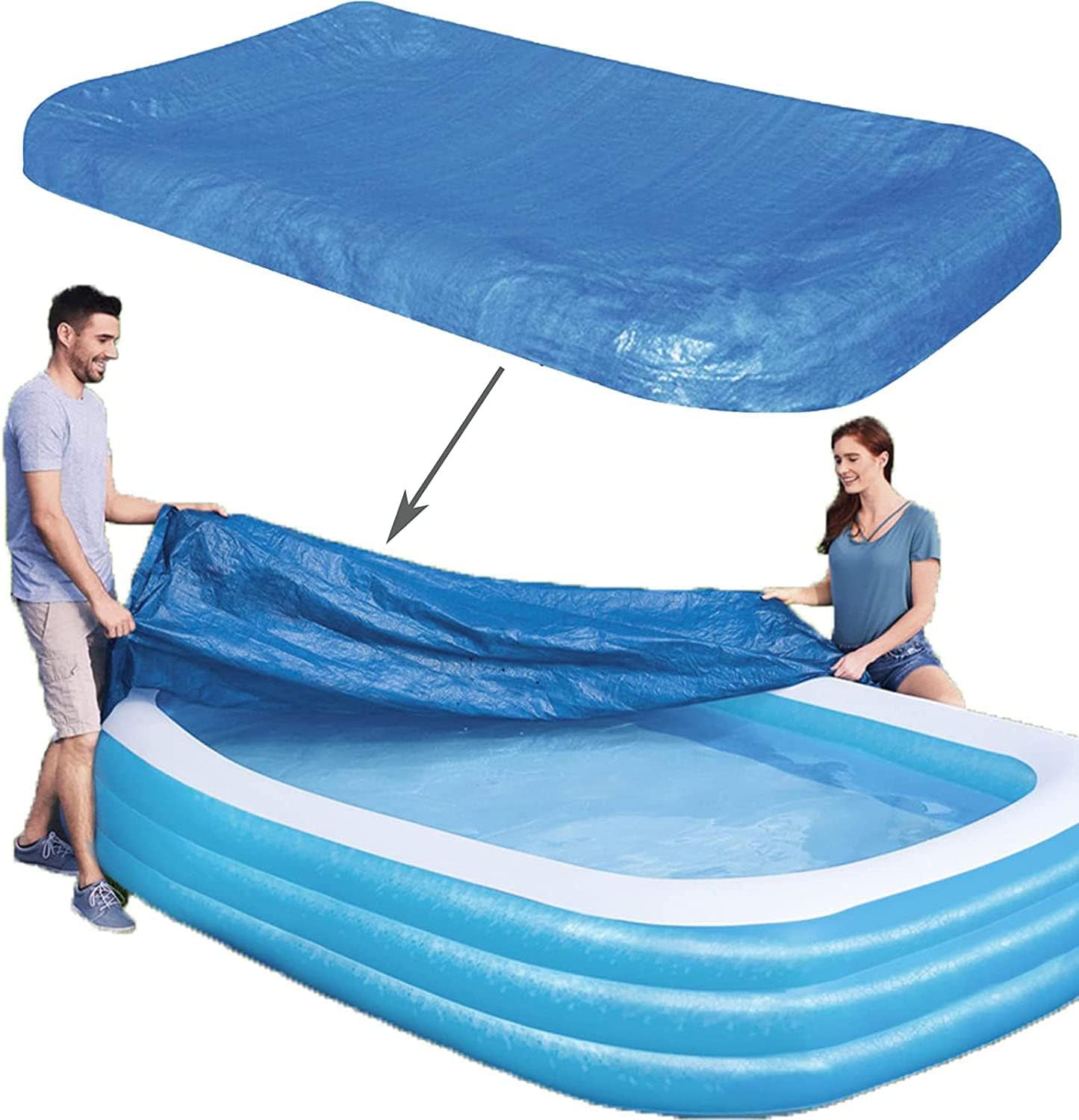 Rectangular Pool Cover,Inflatable Swimming Pool Cover, Pool Cover,Dust and Rainproof Home Pool Cover， Fits 120"x72"x22" (305 cm x183 cm)(10ft x 6.6ft)