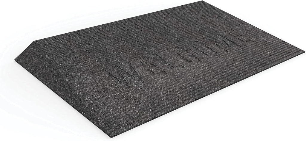 EZ-ACCESS - Transition Strip for Doorways, Rubber Threshold Ramp with Non-Slip Surface, Doorway Threshold Strip, Angled Welcome Entry Mat for Indoor & Outdoor Use - 2.5 Inch Low Pile Transition, Black