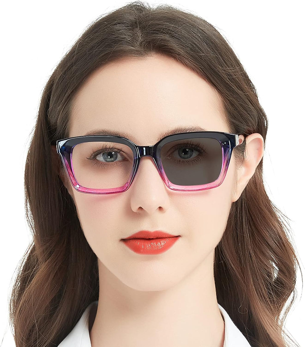 MARE AZZURO Photochromic Reading Glasses Women Blue Light Blocking Oversized Readers 1.0 1.5 2.0 2.5 3.0 3.5 4.0
