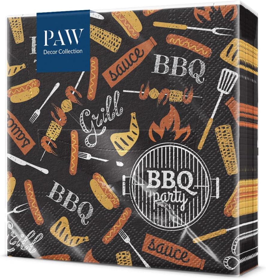 PAW 3 Ply Napkins 33 x 33 cm 20 Pack Printed with Water Based Inks Table Decoration It's Time to Celebrate! Napkins, Meeting with Friends, BBQ, Beer Party