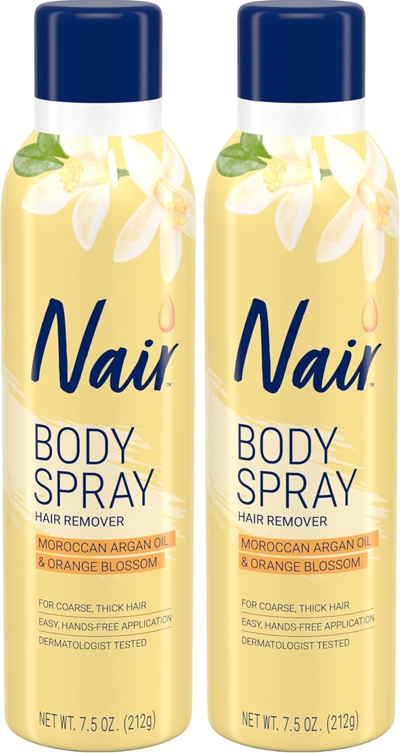 Nair Hair Remover Body Spray, Arm, Leg and Bikini Hair Removal Spray, 7.5 Oz Can (Pack of 2)