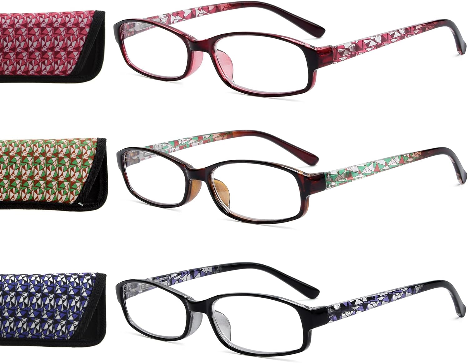 Eyekepper 4 Pairs Reading Glasses for Women Reading Striped Pattern Stylish Reading Eyeglasses
