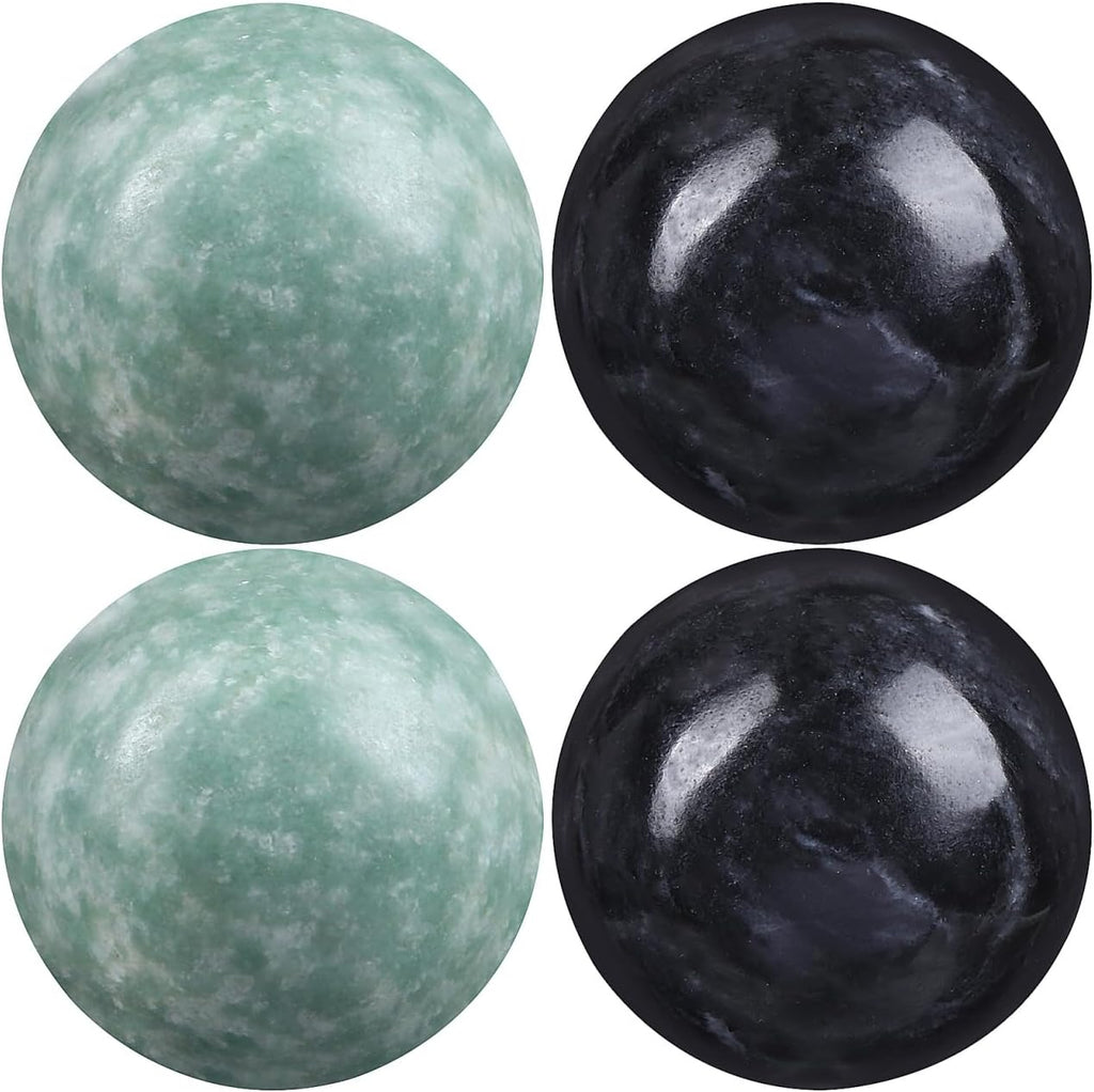Healifty Baoding Balls Pack of 4-1.4 inch Chinese Balls for Hand, No Chime Chinese Health Exercise Massage Balls (Green,Black)
