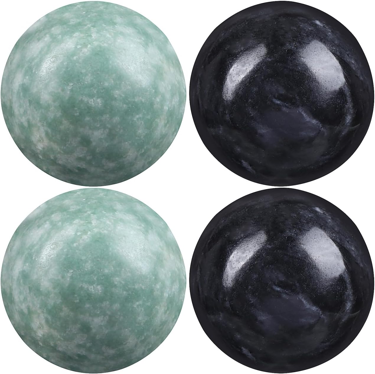 Healifty Baoding Balls Pack of 4-1.4 inch Chinese Balls for Hand, No Chime Chinese Health Exercise Massage Balls (Green,Black)